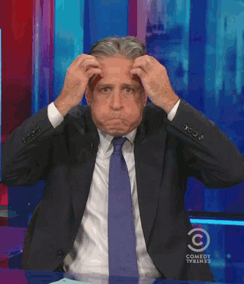 John Stewart's shocked and amazed expression conveying surprise or disbelief.